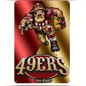 New metal 8x12" San Fransisco 49ers football wall sign